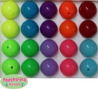 20mm Assorted Neon Color Bubblegum Bead 20pc