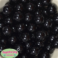 20mm Black Faux Pearl Acrylic Bubblegum Beads Bulk