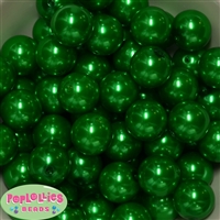 20mm Christmas Green Faux Pearl Acrylic Bubblegum Beads Bulk