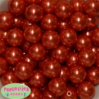 20mm Deep Orange Faux Pearl Acrylic Bubblegum Beads Bulk