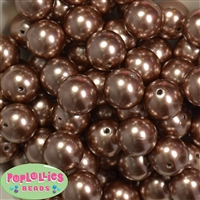 20mm Honey Brown Faux Acrylic Pearl Bubblegum Beads