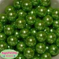 20mm Lime Green Faux Acrylic Pearl Bubblegum Beads