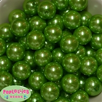20mm Lime Green Faux Acrylic Pearl Bubblegum Beads Bulk