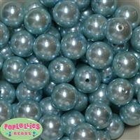 20mm Light Blue Faux Acrylic Pearl Bubblegum Beads