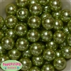 20mm Light Olive Green Faux Acrylic Pearl Bubblegum Beads Bulk
