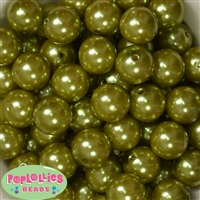 20mm Olive Green Faux Acrylic Pearl Bubblegum Beads