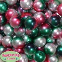 20mm Christmas Tone Ombre Faux Acrylic Pearl Bubblegum Beads