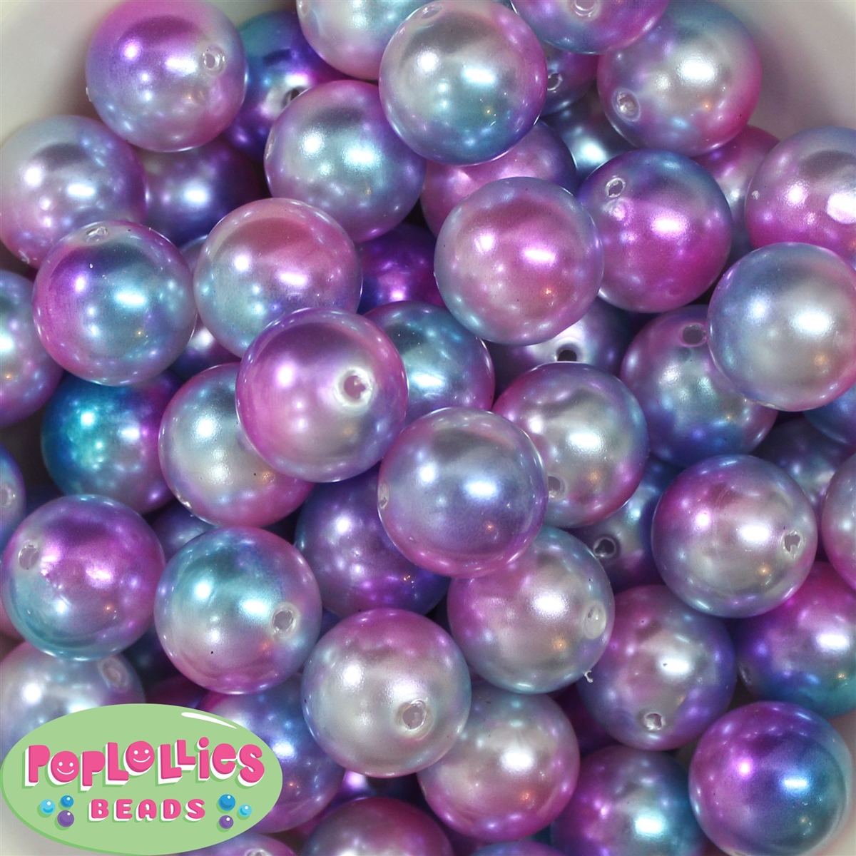 20mm Clear Pink Glitter Beads 20pc