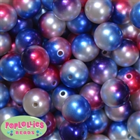 20mm Multi color Patriotic Pearl Bubblegum Beads