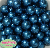 20mm Peacock Blue Faux Acrylic Pearl Bubblegum Beads