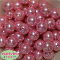 20mm Pink Faux Acrylic Pearl Bubblegum Beads