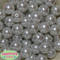 20mm White Faux Acrylic Pearl Bubblegum Beads