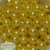 20mm Yellow Faux Acrylic Pearl Bubblegum Beads Bulk