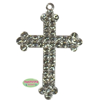 AB Silver Rhinestone Cross Pendant