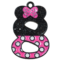 Minnie Style Eight 8 Rhinestone and Enamel Pendant 35 x 25 mm