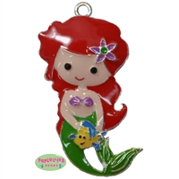 Mermaid Ariel Inspired Enamel Pendant
