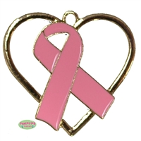 Breast Cancer Pink Ribbon Rhinestone Pendant