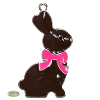 Chocolate Easter Bunny Enamel Pendant 46mm x 29mm