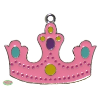 Pink Enamel Jewel Crown Pendant