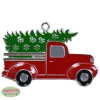 Enamel Nostalgic Truck Christmas Pendant  35mm x 35mm (approx 1.3"