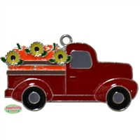 Enamel Nostalgic Truck .This old truck is carrying home pumpkins and sunflowers  Pendant  35mm x 35mm (approx 1.3"
