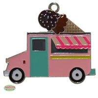Enamel Nostalgic Ice Cream Truck .This old truck is carrying home pumpkins and sunflowers  Pendant  35mm x 35mm (approx 1.3"