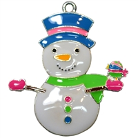 Enamel Winter Snowman 35mm x 35mm (approx 1.3")