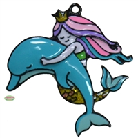 Mermaid and Dolphin Enamel Pendant