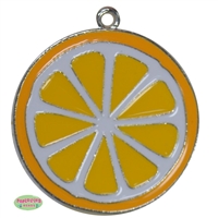 Yellow Lemon Slice Rhinestone Pendant 38mm