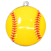 Enamel Yellow Softball Pendant 45mm x 45mm