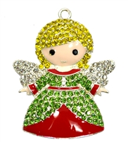 Rhinestone Christmas Angel Pendant 45mmx 38mm