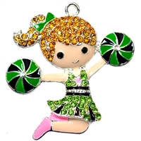 Rhinestone and Enamel Cheerleader Pendant 44mm