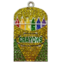 Fall School Crayon Rhinestone Pendant