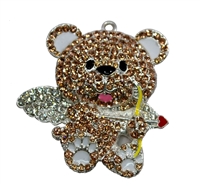 45mm Cupid Teddy Bear Rhinestone Pendant