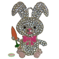 Easter Bunny with Carrot Rhinestone Pendant 50mm x 28mm