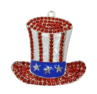 American Flag Top Hat Rhinestone Pendant