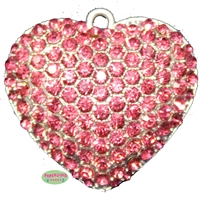 Puffy Pink Rhinestone Heart Pendant
