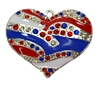 Patriotic Heart Rhinestone Pendant