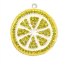 Yellow Lemon Slice Rhinestone Pendant 38mm