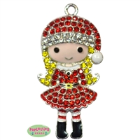 Rhinestone Little Miss Santa Claus Pendant