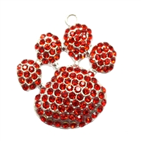 Red Paw Rhinestone Pendant