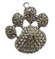 Silver Paw Rhinestone Pendant