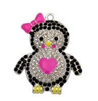 Valentine Penguin Rhinestone Pendant