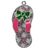 Pink Summer Flip Flop Sandal Rhinestone and Enamel Pendant