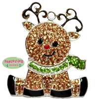 Holiday Christmas Reindeer Rhinestone Pendant