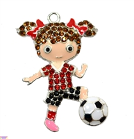 Rhinestone Soccer Player Pendant 44mm