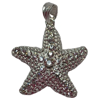 43mm Silver Starfish Pendant in Rhinestones