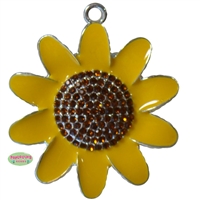 Sun Flower Pendant in Rhinestones and enamel