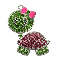 Cute Little Turtle rhinestone necklace pendant