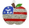 Patriotic USA Flag Apple Rhinestone and Enamel Pendant 42mm x 36mm